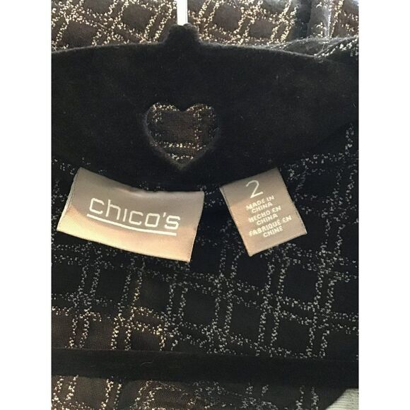 Chico's Black White Snap-Up Jacket Size LG - Picture 7 of 7